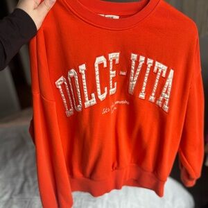 Dolce-Vita Women's Crewneck Sweatshirt in Bright Orange